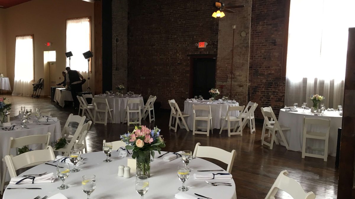 Reception tables set in the Ballroom